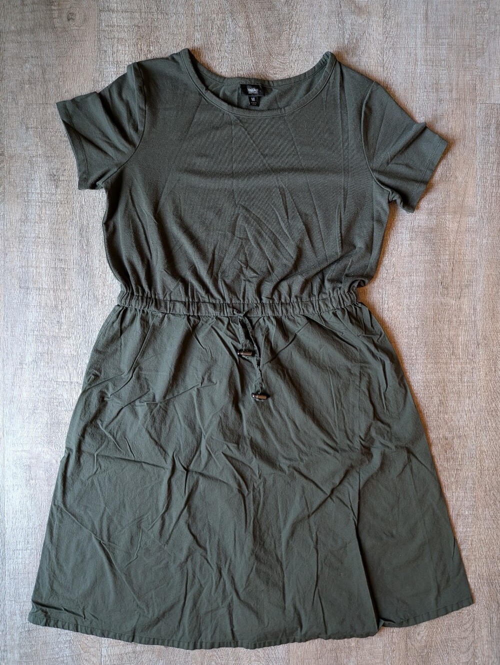 Mossimo Khaki Dark Green Drawstring Dress - M